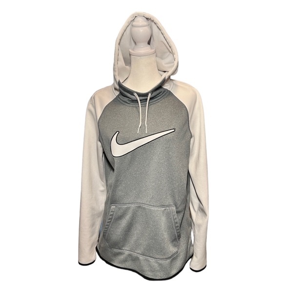 🎉HP🎉Nike Women’s Thermal Fit Long Sleeve Hoodie Gray And White Turtleneck-Medium - Picture 14 of 14